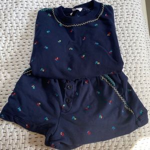Something Navy Dollie Floral embroidered sweatshirt and short set